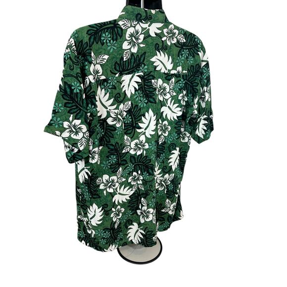 Pacific Line Men’s Green Hawaiian Button Down, L - Picture 2 of 5